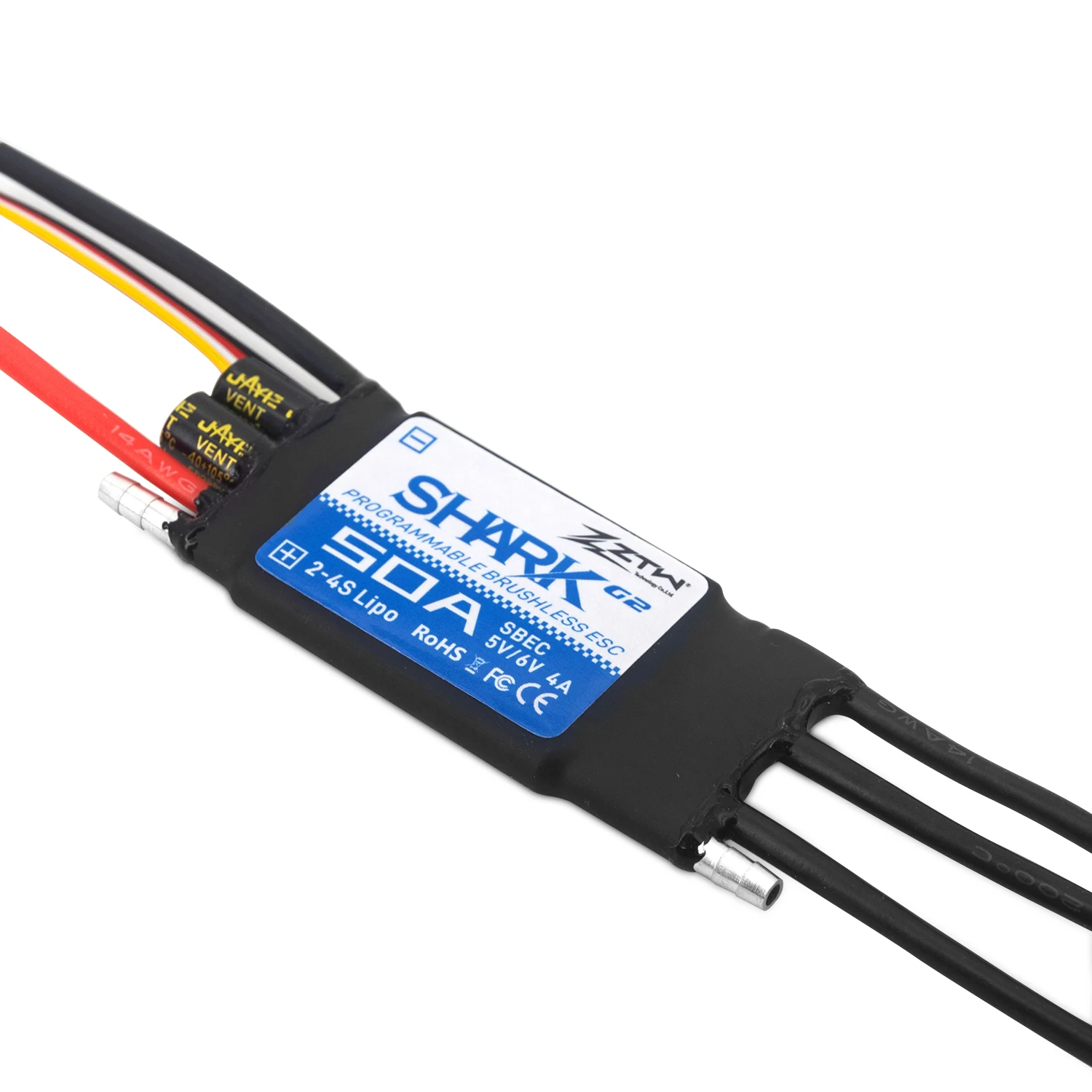 ZTW-controlador de velocidad sin escobillas para barco teledirigido, propulsor submarino de 32 bits ESC Shark G2 20A 30A 40A 50A 60A 80A 100A SBEC 5V/6V 8A