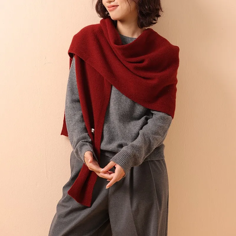 

Selected 100% Australian Wool Solid Color Lazy Shawl Women's Autumn and Winter Fashion Stacking Neck Protection and Warm Scarf