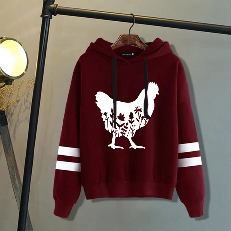 Women'S Fashion Hoodies Chicken Letter Printing Sweatshirt Unisex Long Sleeve Casual Tops