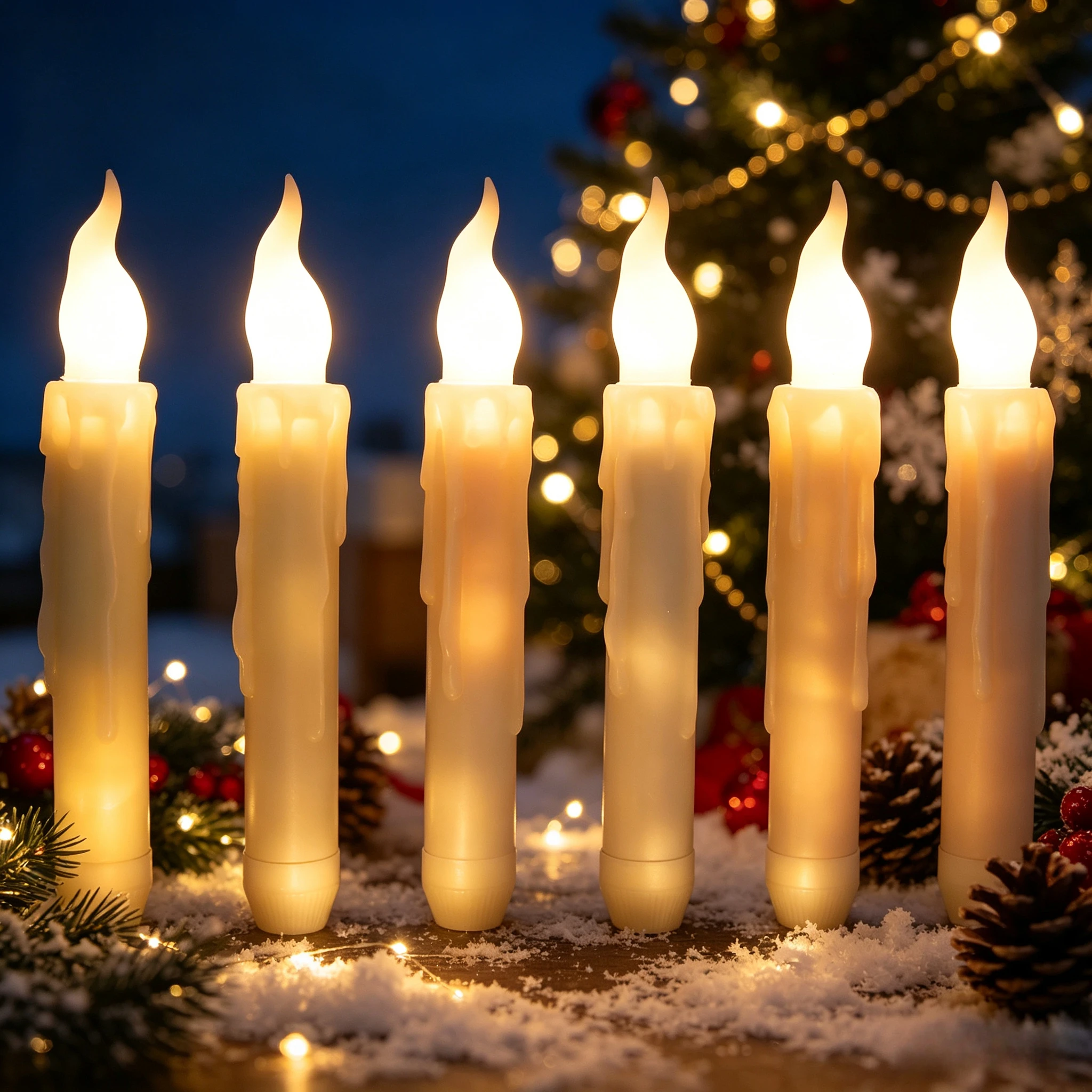 LED Taper Candles Flameless Candlesticks 6.5inch Battery Operated Window Candles for Christmas Halloween Churches Birthday Party