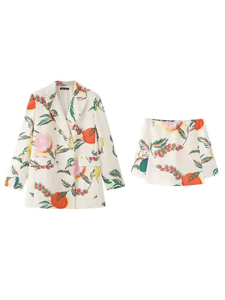 

Европейский стиль, новая женская мода, универсальный темпераментный воротник-пистолет, костюм с длинными рукавами и принтом, шорты, костюм