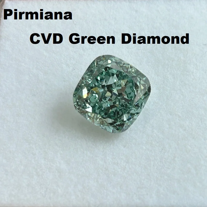 Pirmiana CVD Green Diamond 1-6ct Cushion Cut Diamonds Customizable Sizes for Diy Jewlery Design