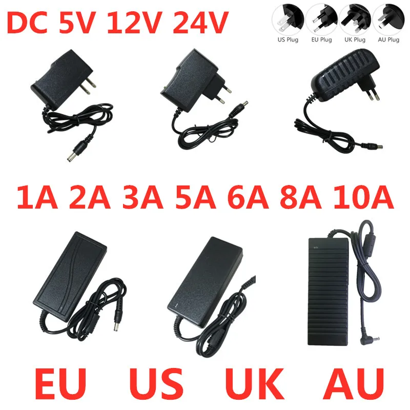 DC 5V 12V 24V Power Adapter AC 100V-240V 1A 2A 3A 5A 6A 8A 10A Charger Converter Adaptor 5.5mm For LED Strips Light CCTV Lamp