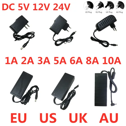 Adaptador de fuente de alimentación DC 5V 12V 24V AC 100V-240V 1A 2A 3A 5A 6A 8A 10A adaptador convertidor de cargador para tiras de luz LED lámpara CCTV