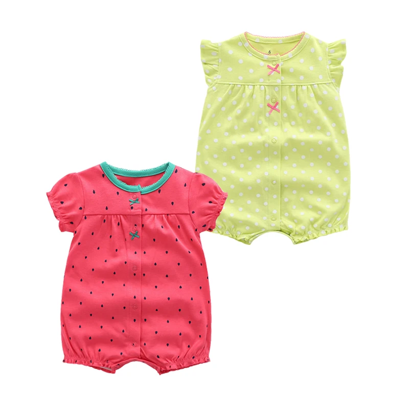 2Pcs/lot Brand Summer Baby Girl Clothes Cotton Jumpsuit Baby Clothing Short sleeve  Infant Boys Clothes 0-24M Baby Rompers