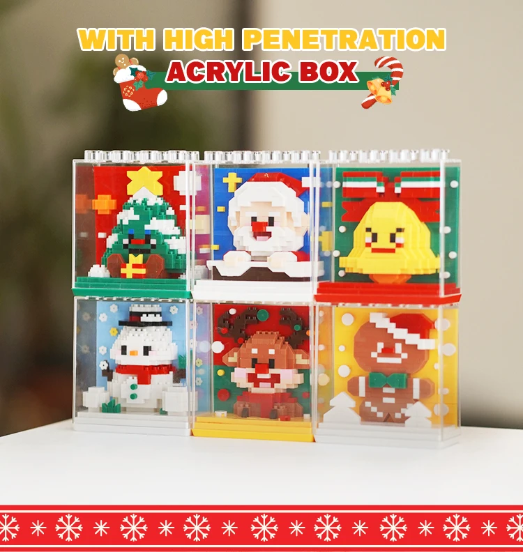 سانتا كلوز شجرة عيد الميلاد اللبنات الثلج لغز DIY تجميع ديكور المنزل الطوب لعب الأطفال للأطفال هدايا عيد الميلاد