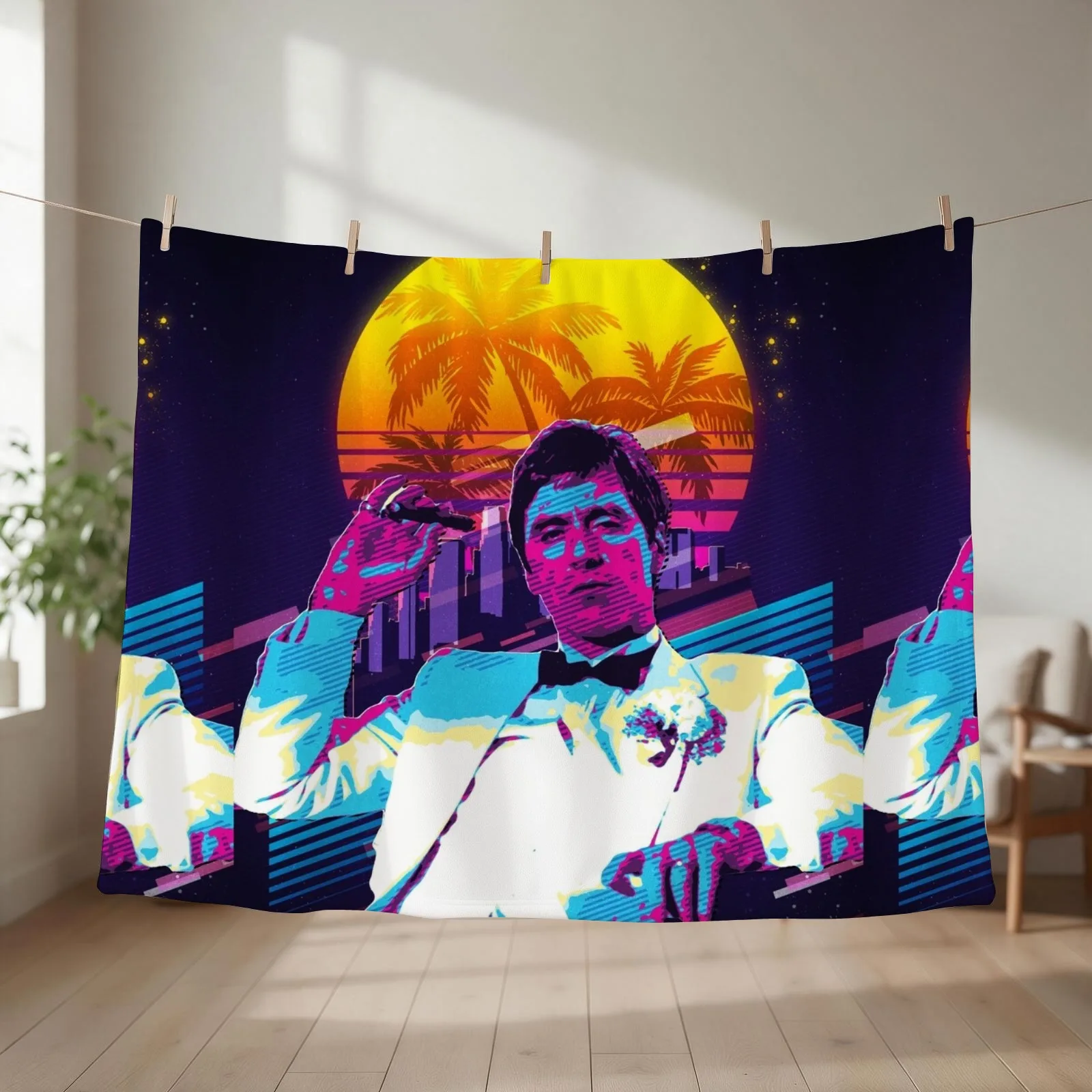 Classic Cinema Art: Scarface Movie Print Featuring Al Pacino Throw Blanket couch cozy soft plush fuzzy picnic outdoor blanket
