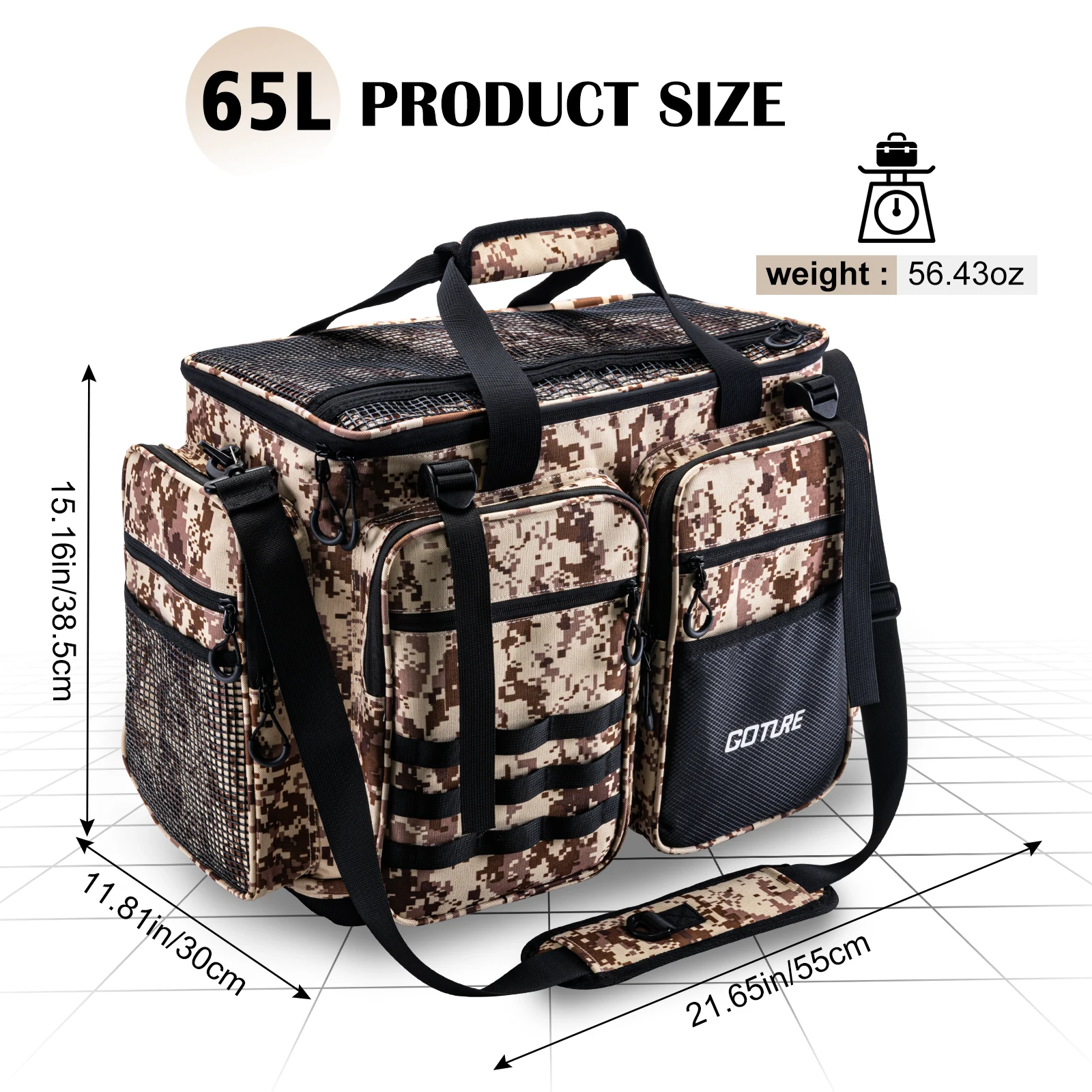 

Goture уличные сумки для кемпинга 53*29*38,5 см сумка через плечо большой емкости 600D ткань Оксфорд многоцелевая сумка для рыболовных снастей