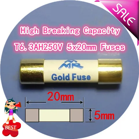 4PCS  T1AH250V T1A  T2A T3.15A T4A T5A T6.3A T8A T10A speaker amplifier, front and rear HIFI gold hat silver wire fuse tube