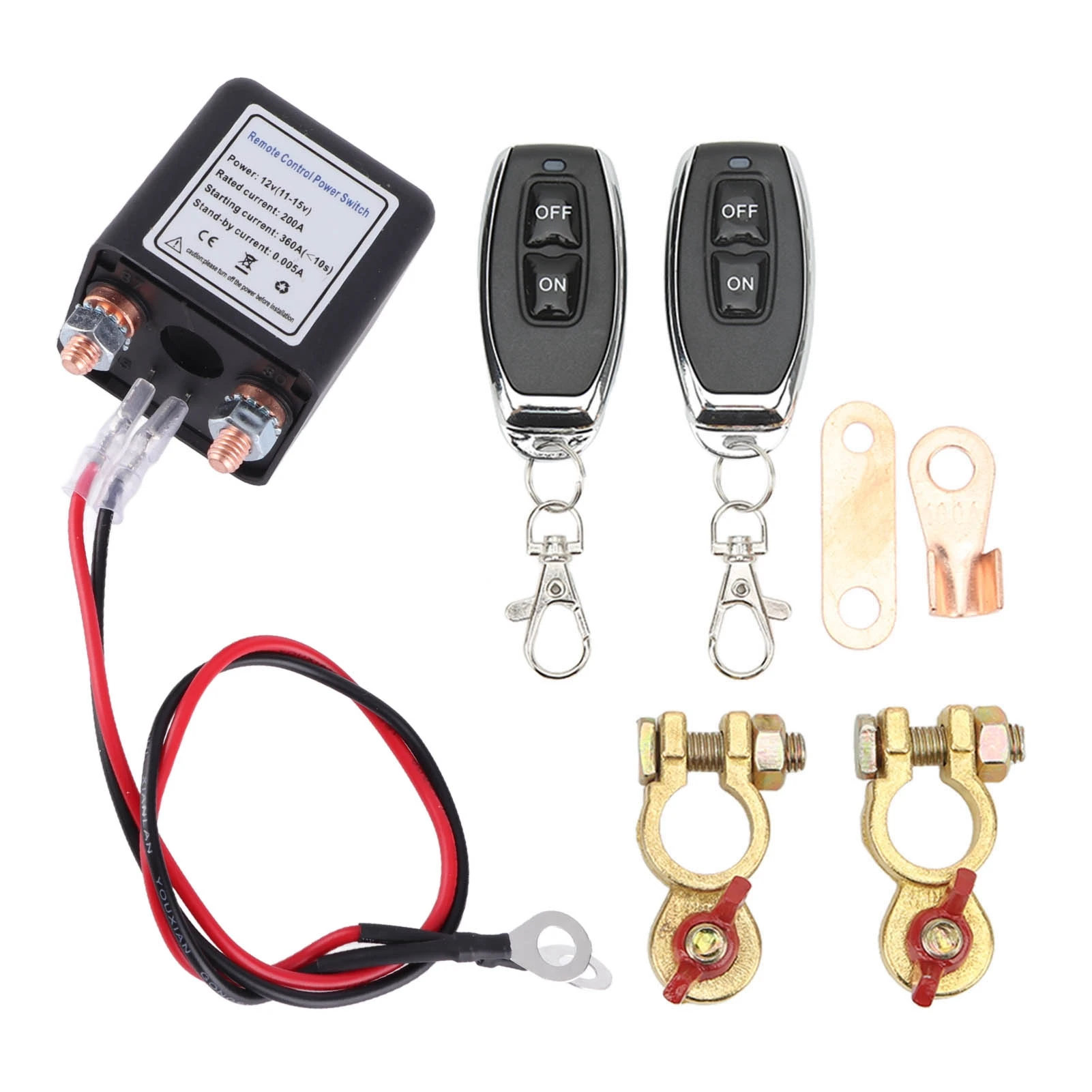 

Car Battery Disconnect Switch Power Cut Off Kill Switch with Remote Control Copper Terminal for Automotive
