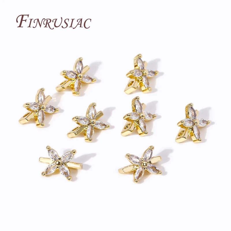 18K Gold Plated 2 Holes Bead Separators,Brass Zircon Spacer Bar,Separators For Beads DIY Jewelry Making Supplies Wholesale