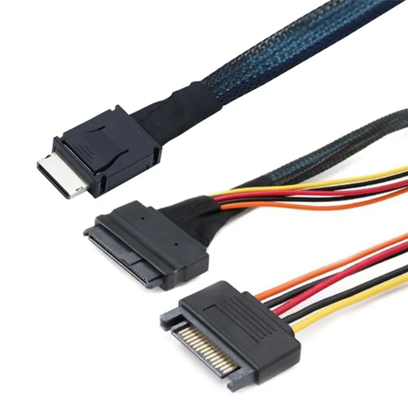 AP-Oculink SFF-8611 4I To Pcie SFF-8639 U.2 Nvme With SATA 15P Male Power Server Cable Computer Accessories