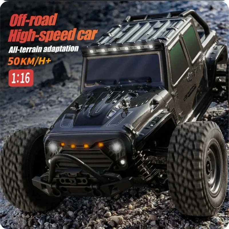 16103 1:16 4WD RC Car Off Road Professional 2.4G High Speed Racing 50 Km/H auto telecomandate con LED Jeep Truck Toys For Kids