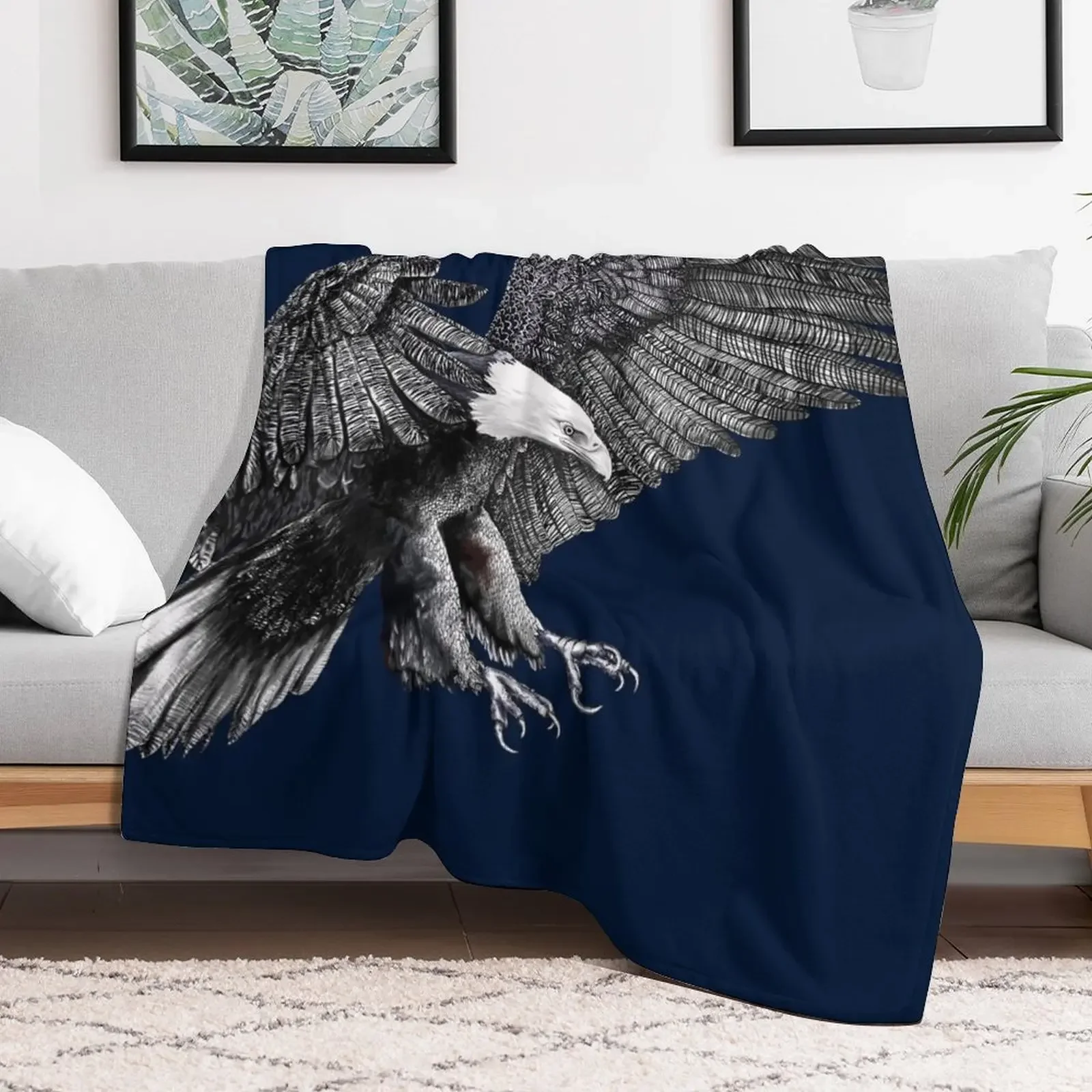 BALD EAGLE - black and white sea eagle shirt Throw Blanket Flannel Fabric Plush heavy to sleep Blankets