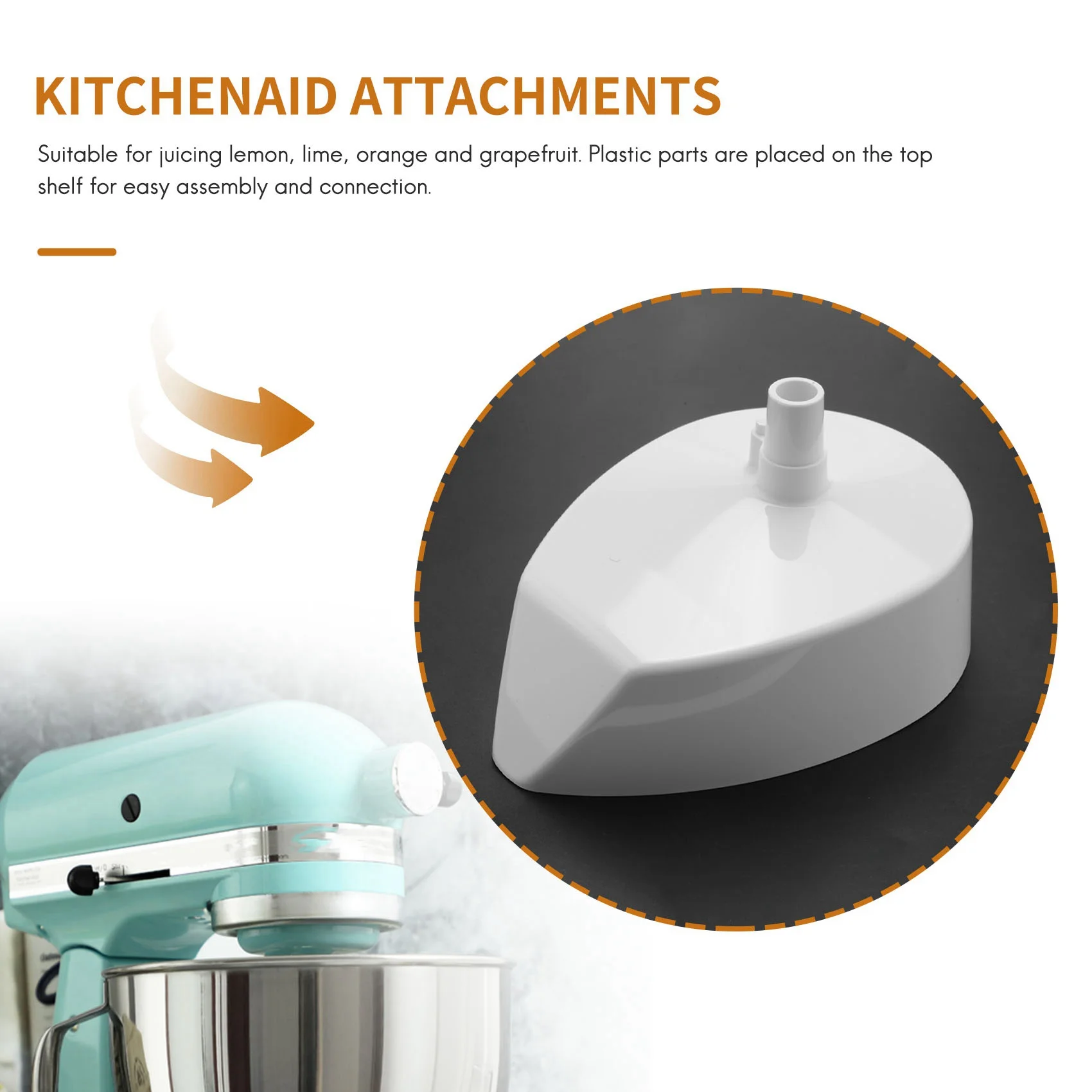 B58B-Juice Attachment For Kitchenaid Stand Mixers (4.5QT/5QT) Citrus Juicer Stand Mixer Attachment Reamer Dishwasher-Safe