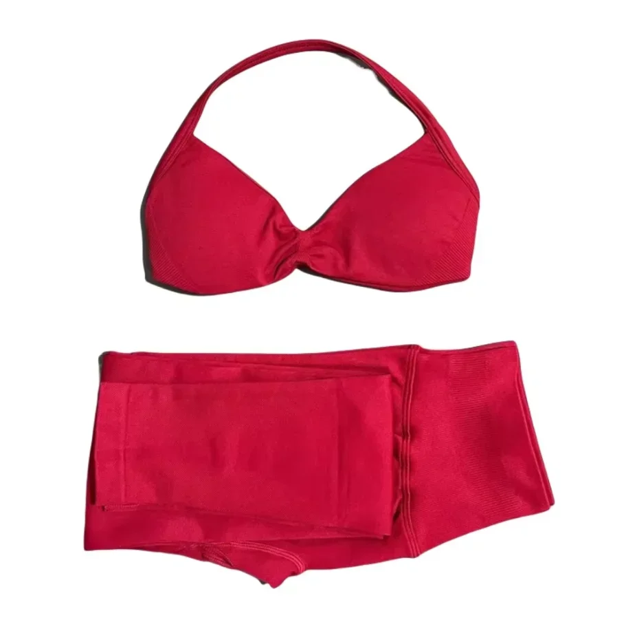 

High Quality Yoga Gym Set 2-piece Women's Lace-Up Yoga Bra Top Workout Scratch Shorts Sportswear Fitness Wear Seamless Yoga Set