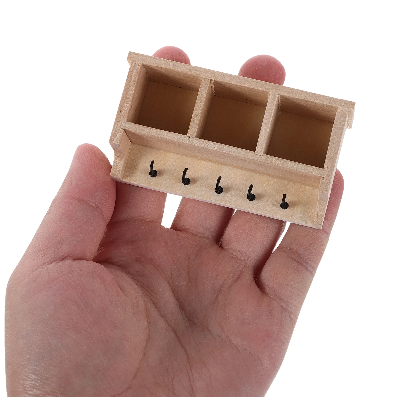 

Miniature Dollhouse Shelf 1:12 Scale Unfinished Wooden Bookcase with Hooks Wall Mounted Organizer for Mudroom Nursery Living