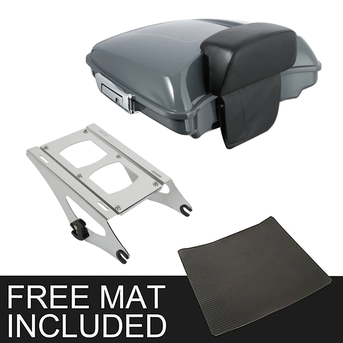 Motorcycle Razor Pack Trunk Backrest Rack For Harley Tour Pak Road Glide 2014-2022 Gunship Gray