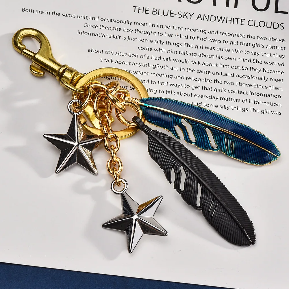 

Fashion Wing: Charming Sudo Feather Five-pointed Star Bag, Keychain, Pendant, Personalized Accessory