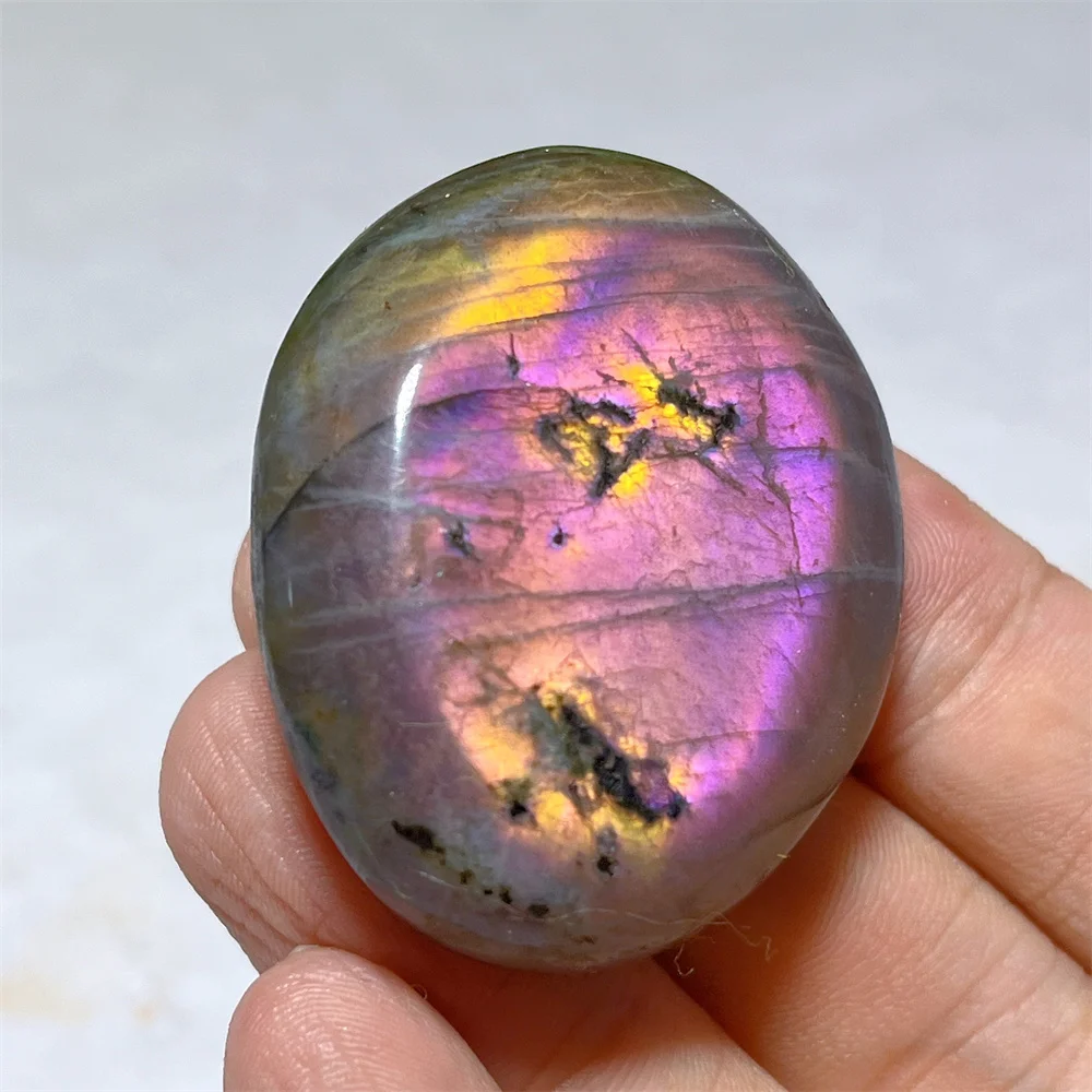 Purple Labradorite Palm Stone Quartz Natural Crystal Flash Mineral Gift Home Decoration Quartz Specimen Energy Gemstones