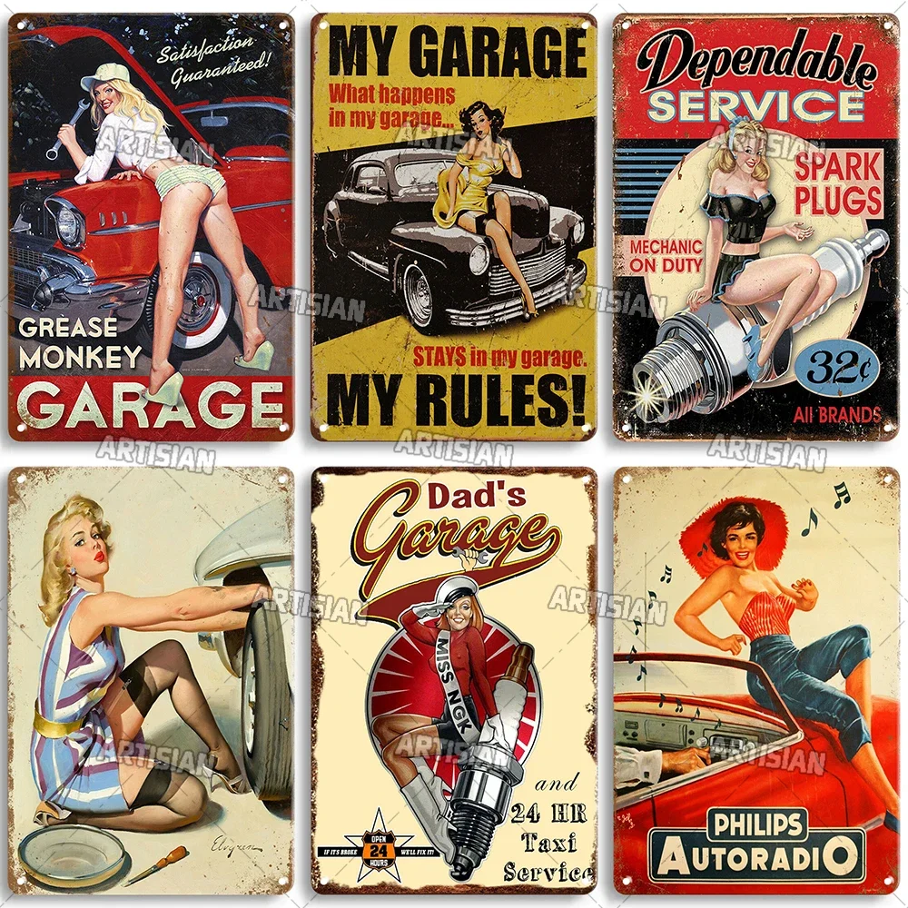 لافتة قصدير معدنية مثيرة للفتيات ، دبوس ، فتاة NGK ، لوحة جراج ، منزل ، بار ، نادي ، ديكور صناعي صدئ ، ملصق لوحة معدنية
