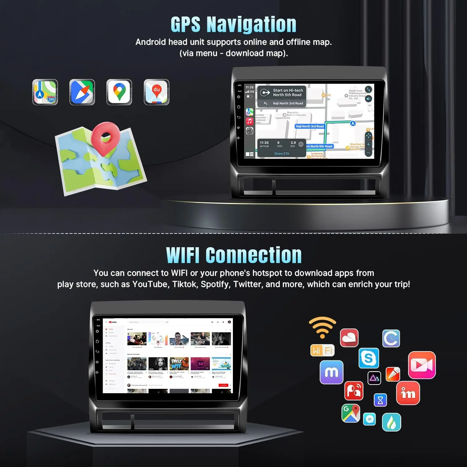 9 Inch Wireless Carplay Car Radio for Toyota Tacoma 2005-2015 Touch Screen Android Auto Car Video Player with Backup Camera GPS