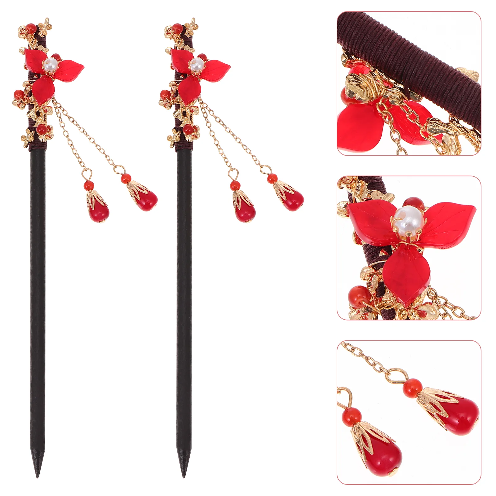 

Bridal Hair Accessory Hairpin Girls Accessories Elegant Women Headwear Delicate Vintage Style Red Women's Bobby Pins for