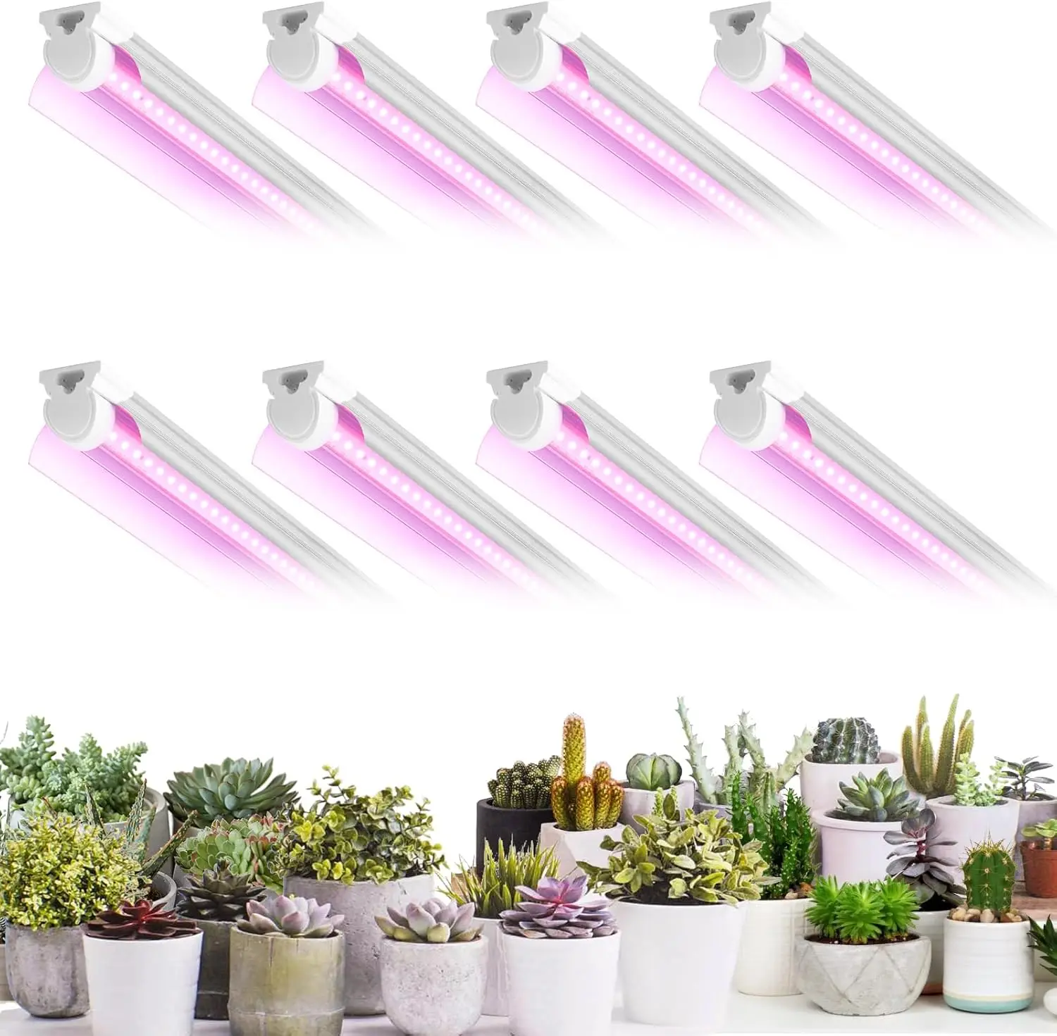 

8 Pack 2FT LED Grow Light, 192W Full Spectrum Indoor Plant Lights for Seed Starting, Succulents, Vegetables