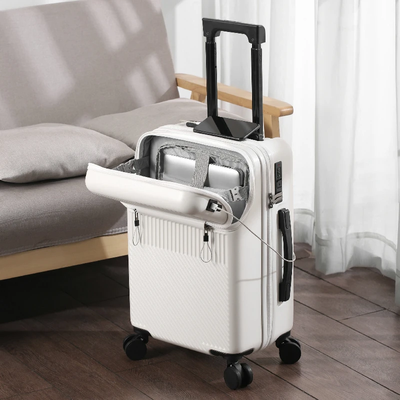 

Front Opening Multifunctional Spinner Suitcase Luggage Trolley Sleeve 360 Wheels Telescopic Handle Lightweight Expandable Women