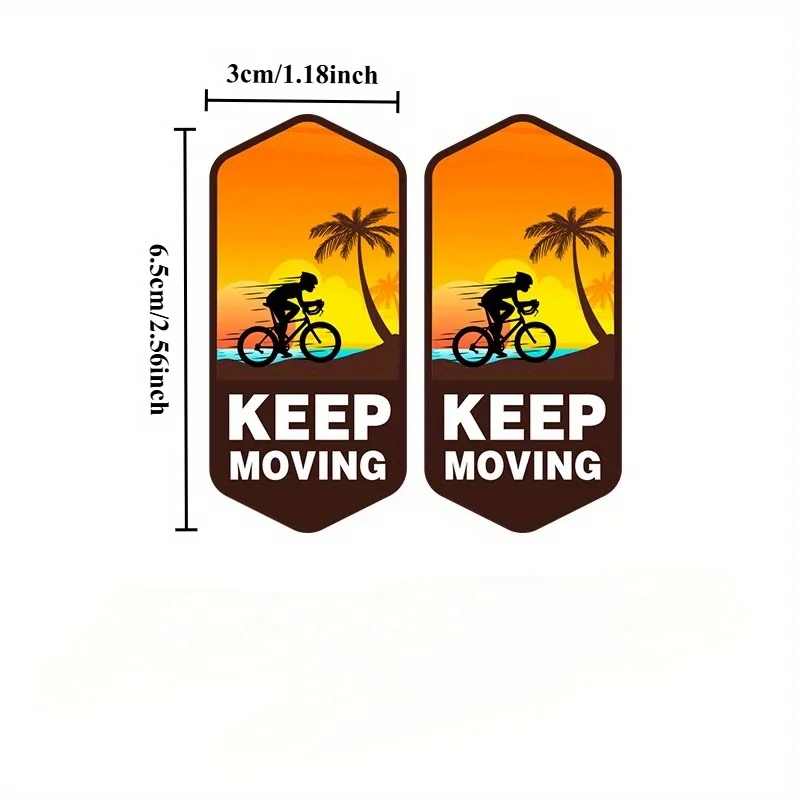 2PCS KEEP MOVING Sticker Bicycle Frame Vinyl Decal Handlebar Scratch Cover Bike Laptop Creative Decor