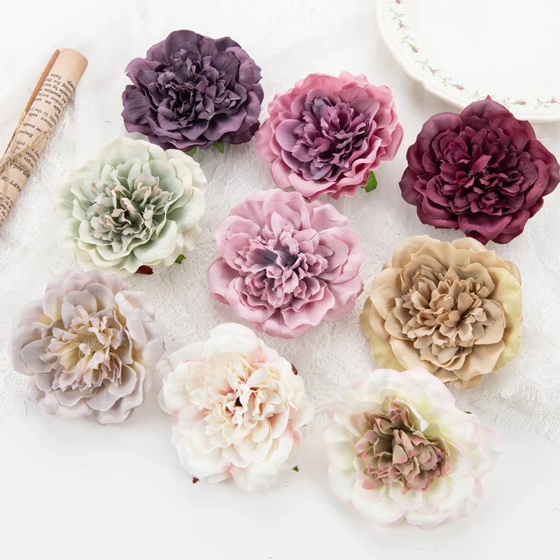 

Artificial Flowers Heads 10Cm 100Pcs Silk Dahlias Home Decor Wedding Diy Rose Arch Christmas Garland Material Bridal Accessories