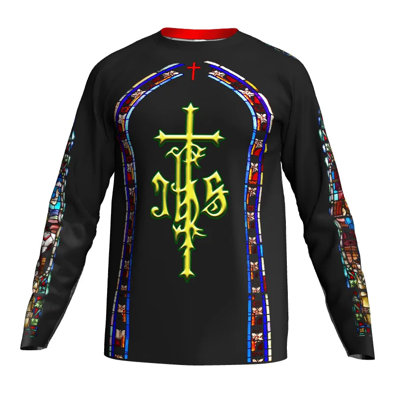 Black Gothic Design Shirt Men, Church MTB, Cycling, Downhill, Mountain, Offroad, DH, Motorcycle, Bike Jersey Wear Clothing, Top