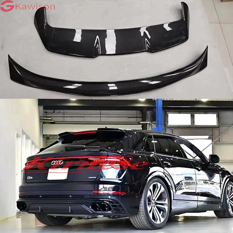 Dla Audi Q8 SQ8 2018 2019 2020 2021 2022 2023 Wysokiej jakości tylny spojler dachowy z włókna węglowego