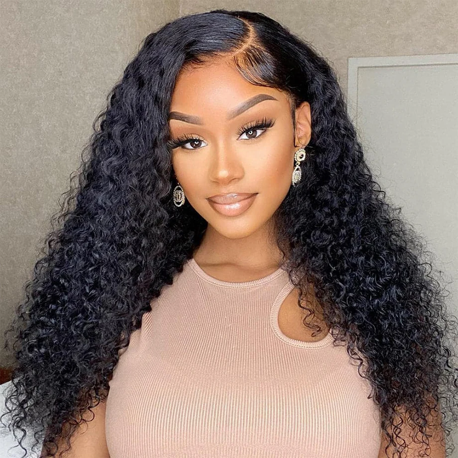 Kinky Curly 13x4 Lace Front Human Hair Wigs For Women Indian Deep Curly HD Lace Frontal Wig Water Wet And Wavy Lace Closure Wigs