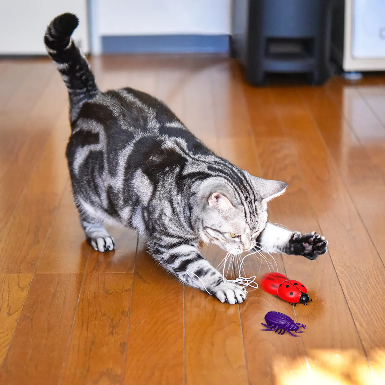 

4Pcs Electric Walking Moving Bugs Simulation Lifelike Mini Interactive Cat Teaser Crawling Auto Battery Included