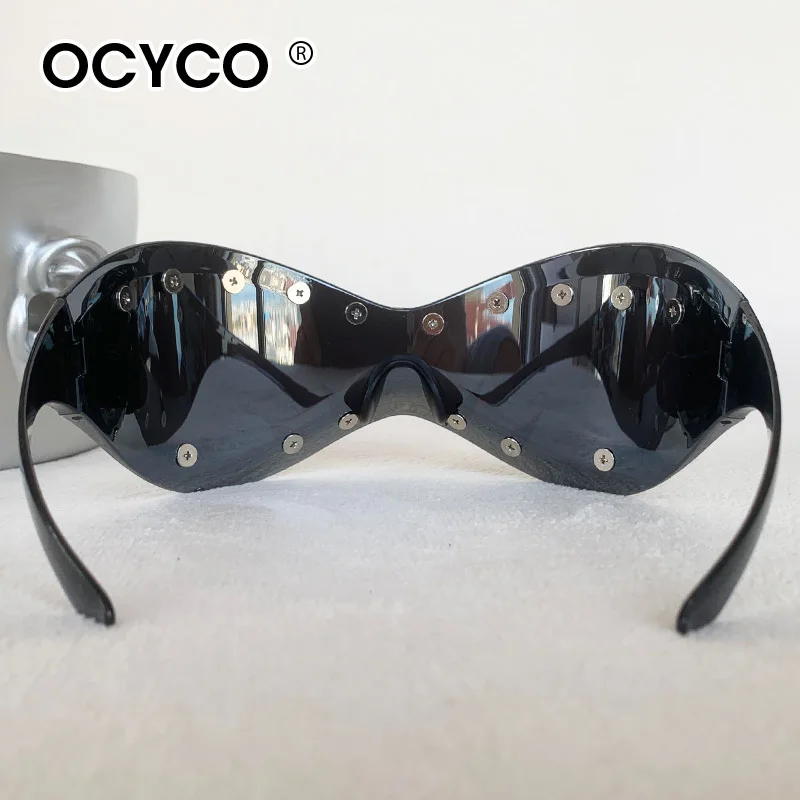 Unisex Mode Coole Niet Sonnenbrille UV400 Persönlichkeit Punk Brillen Männer Frauen Zeigt Cosplay Brillen Große Rahmen Sonnenbrille – Detail 4