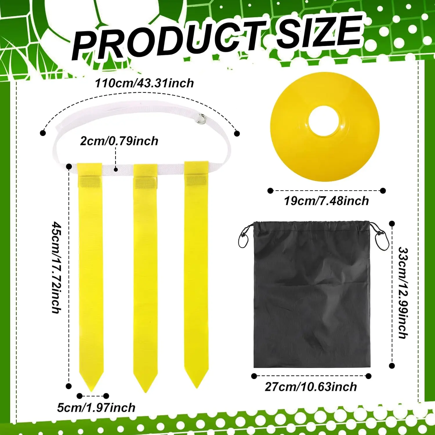 24 Player Flag Football Set for Adult Youth Include 24 Belt 72 Flags and 18 Comes with 1 Carrying Bag for Teens Outdoor Training