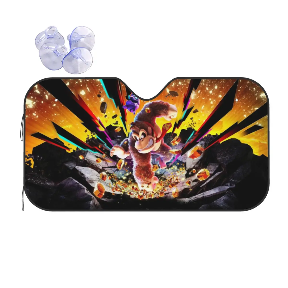 

Donkey Kong Bananza Game Sunshade Windscreen Funny Cover Front Block Window 70x130cm Sun Visor UV Protector