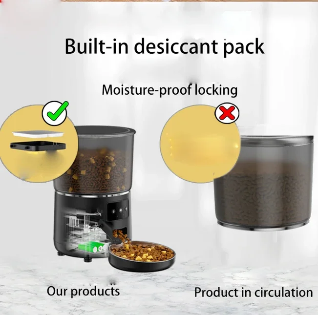 &For Portable Stainless Steel Cat Dog Automatic Pet Feeder Button Operated Timed 4-Meal Daily 8g Capacity 1 Meal 1 Day Supply