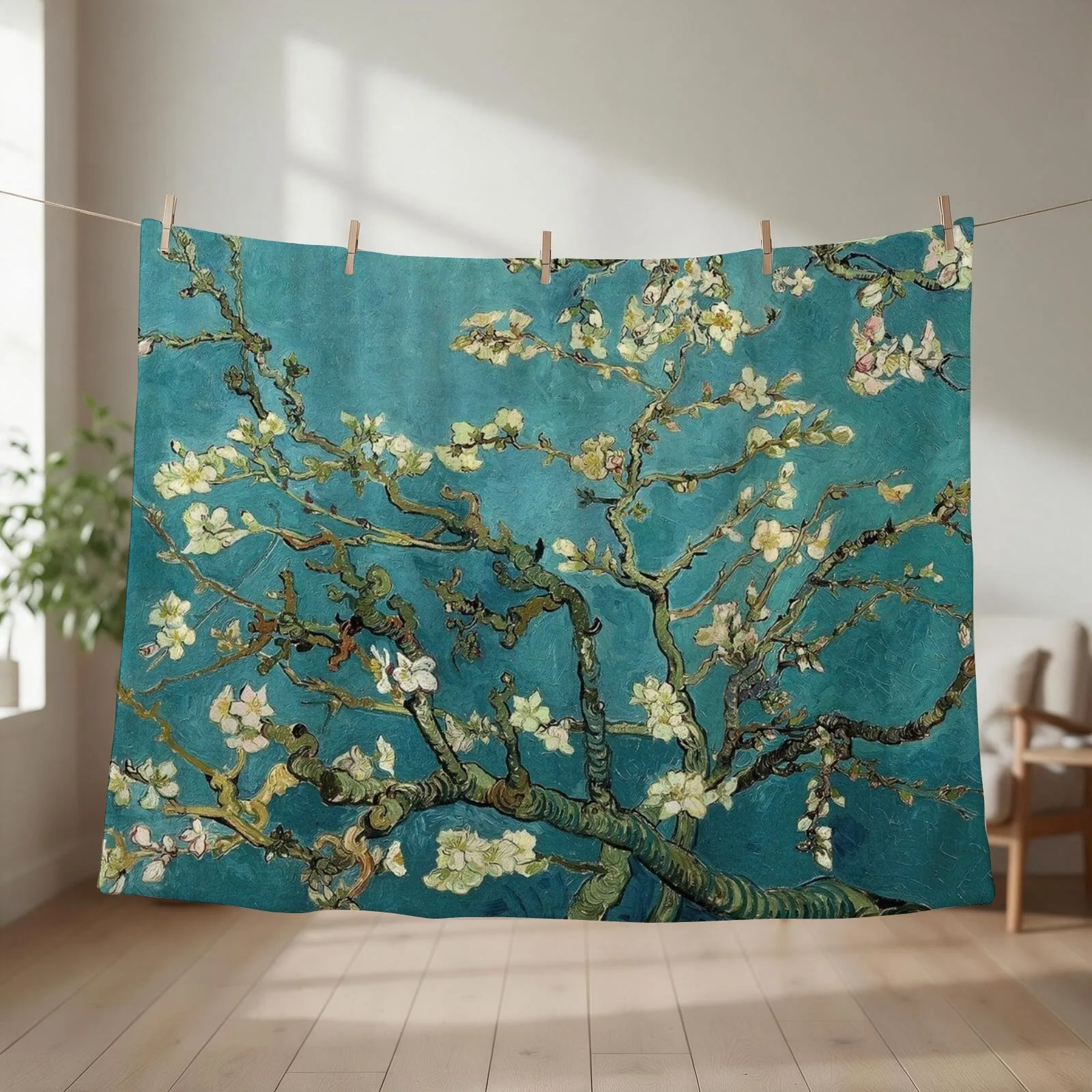Almond Blossom Throw Blanket couch cozy soft plush fuzzy picnic outdoor blanket