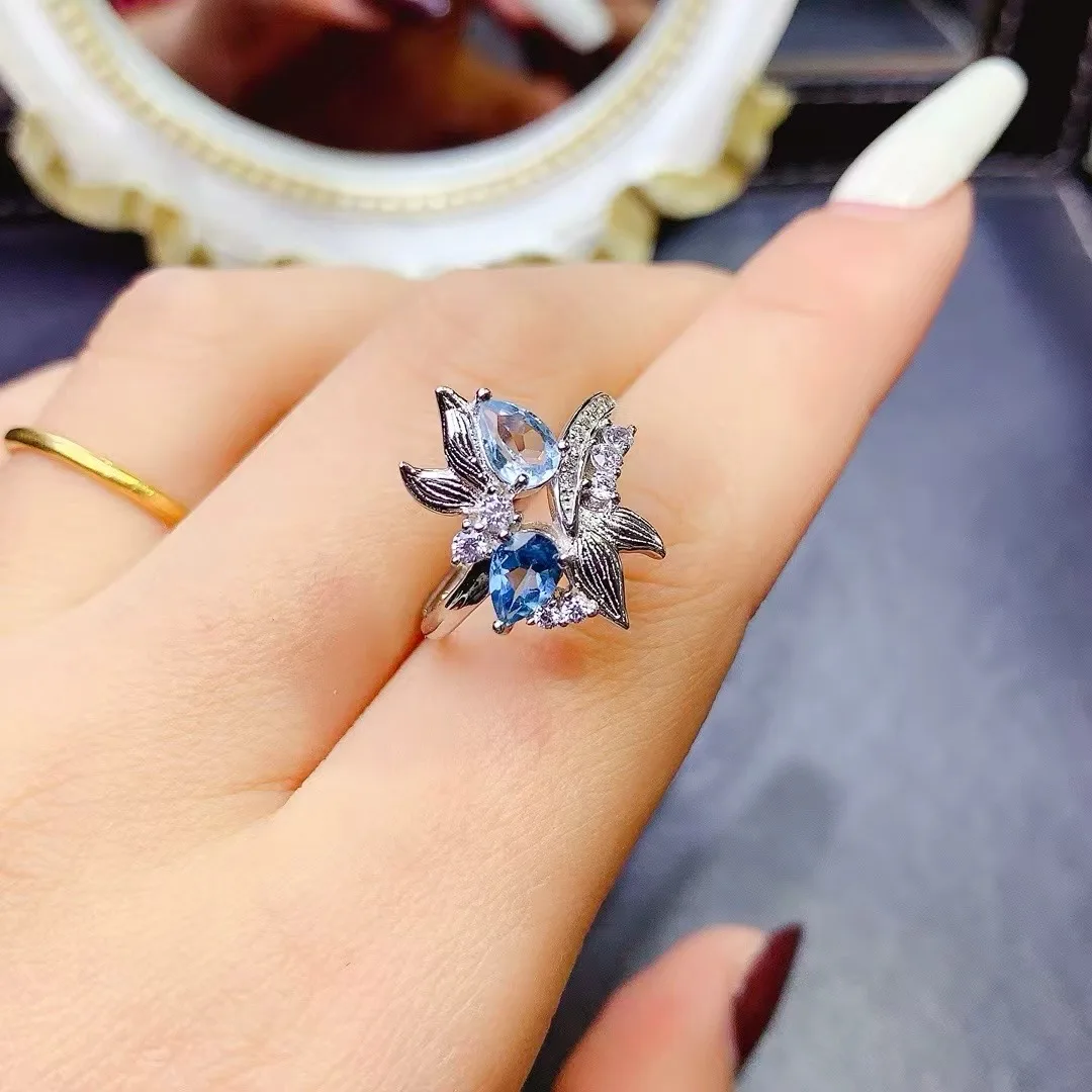 KJJEAXCMY High End Women's Ring Natural Topaz S925 Silver with Electroplating Boasting High Clarity Full Brilliance  Gift