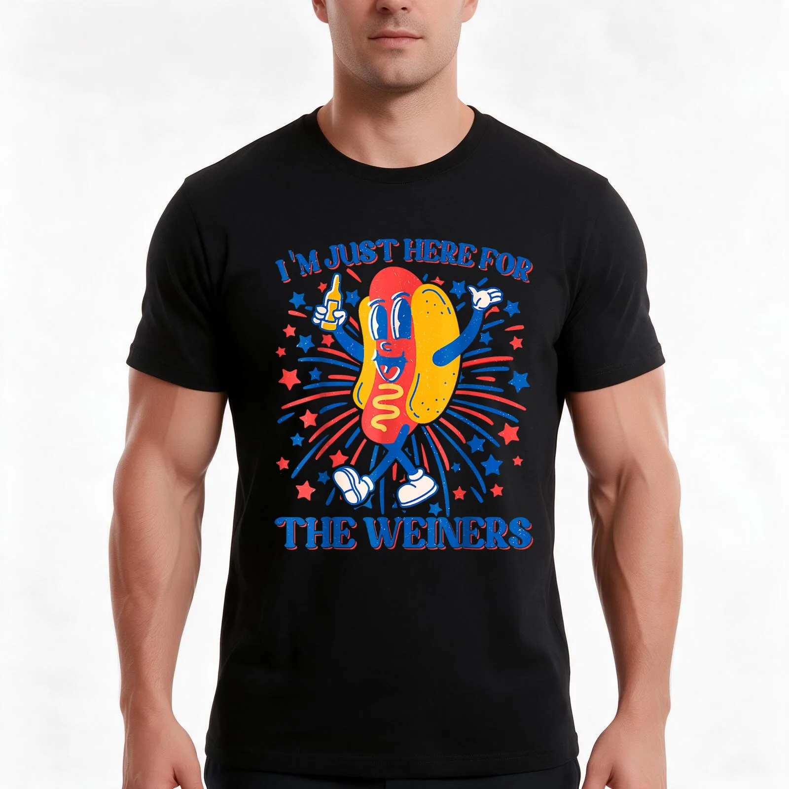 Hot Dog I'm Just Here For The Wieners Shirt Funny Hotdog 4th of July Shirt 4th of July Shirt 4th Of July Party Hot Do T-Shirt