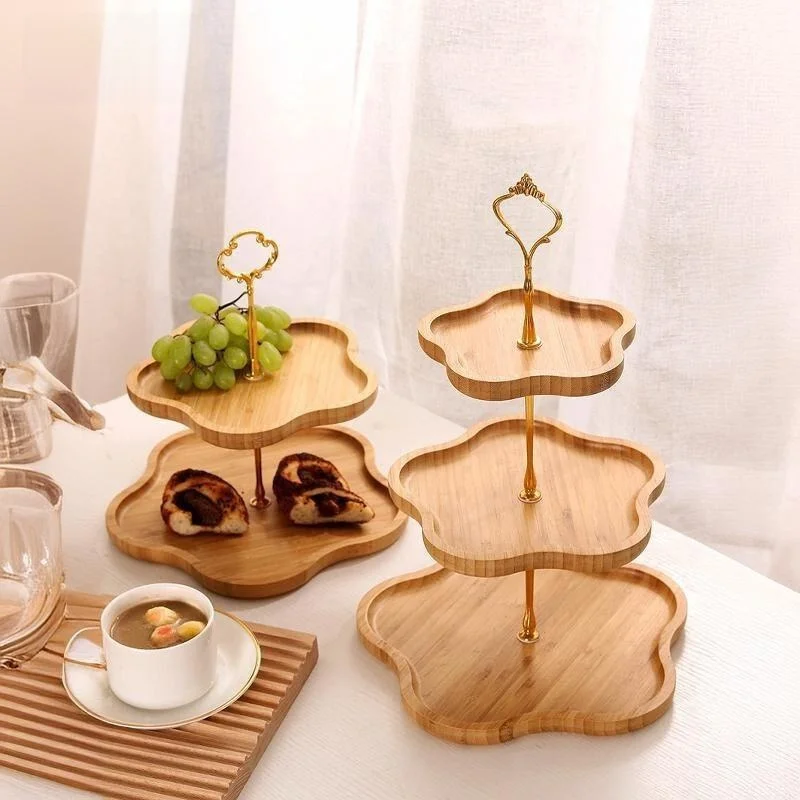 

Multi-Layer Fruit Tray Afternoon Tea Living Room Coffee Table Snack Display Tray Double-Layer Candy Tray Stainless Steel