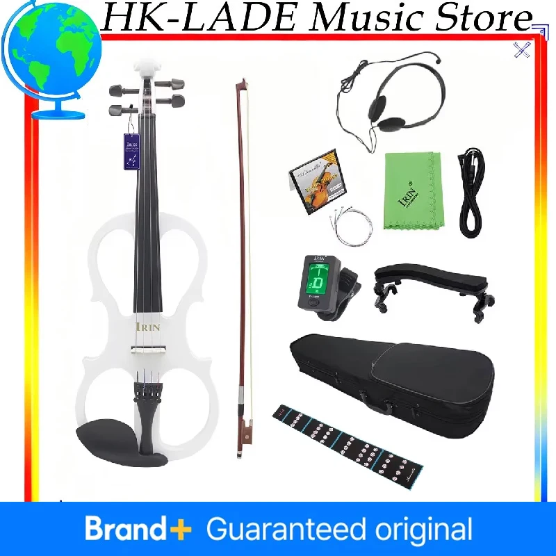 IRIN 4/4 Electric Violin Maple Body Silent Violin With Bow Case Headphone Cable Violin Shoulder Rest Aluminium Alloy Accessories