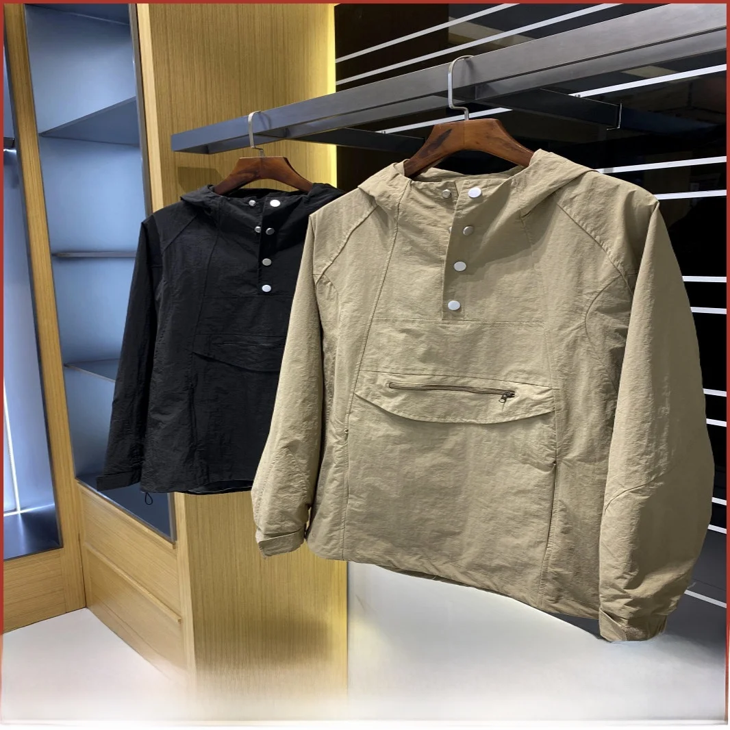 

Heavyweight Functional Sle! Autumn New Couple Hooded Jaet Retro Kangaroo ket Trendy Outerwear for Youth Stand Fit