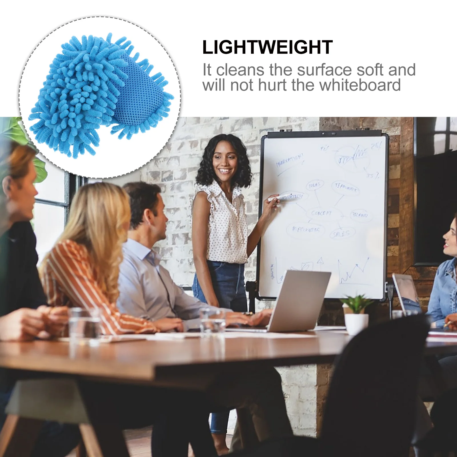 

2Pcs Chenille Dry Erasers Whiteboard Eraser Lightweight Blackboard Cleaner for School Office Car Glass Surface Cleaning Board