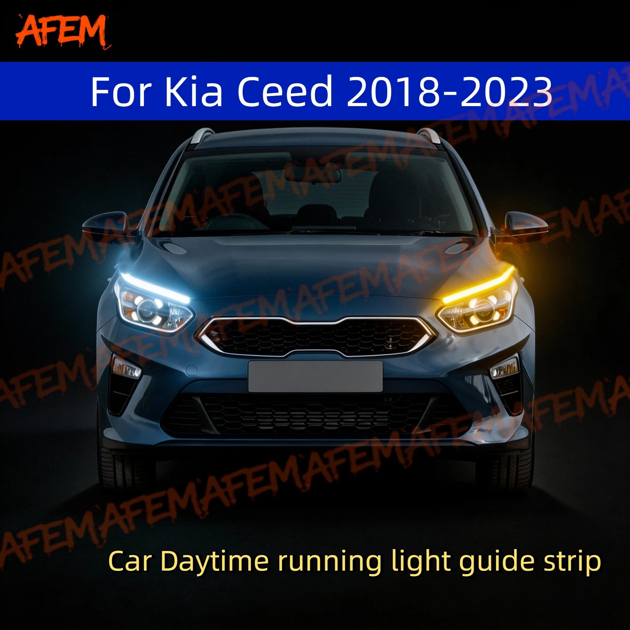12V Car DRL Daytime 2pcs Running Light Start Scan Style Sequential Flowing Turn Signal Light Ultra-Thin For Kia Ceed 2018-2023