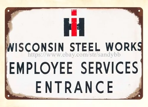 Decorative Window Wall Hangings Ih Wisconsin Steel Works Metal Tin Sign
