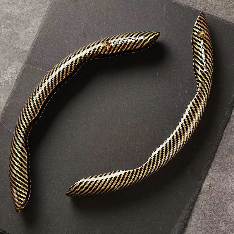 

2PCS Carbon Fiber Car Steering Wheel Cover Protection Shell For Porsche Panamera Cayenne Taycan 911 718 Macan Carrera-GT 928 944