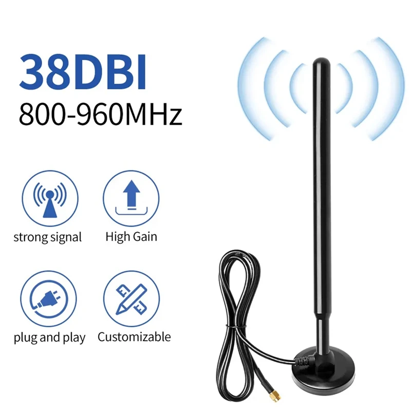 868MHz 915MHz LORA Antenna Helium Hotspot Magnetic Base 38dbi High Gain SMA Male 3 Meters Cable Copper Rod 800-960mhz-ABWO